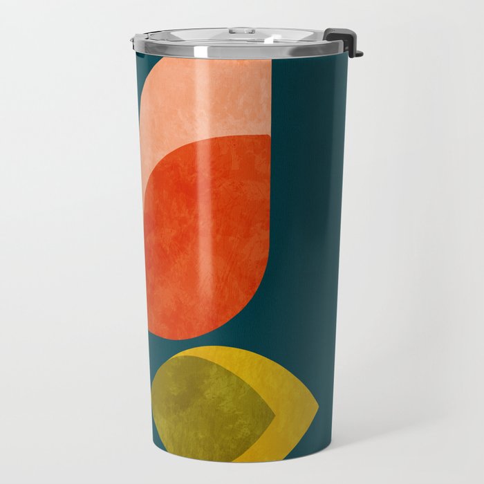 retro tulips teal Travel Mug Gallery Image 2