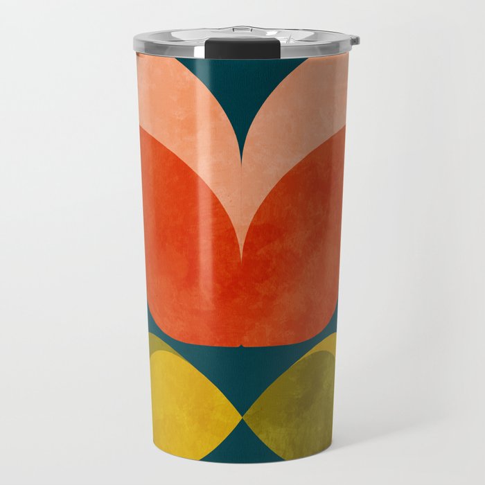 retro tulips teal Travel Mug Gallery Image 1