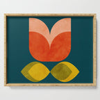 retro tulips teal Serving Tray Gallery Image 1