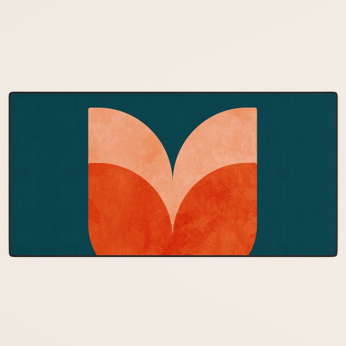 retro tulips teal Desk Mat Gallery Image 3