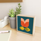 retro tulips teal Mini Art Print Gallery Image 2