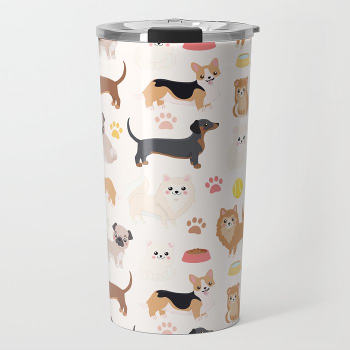Cute Dog Pattern Travel Mug Gallery Image 1