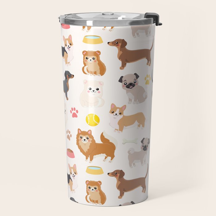 Cute Dog Pattern Travel Mug Gallery Image 2