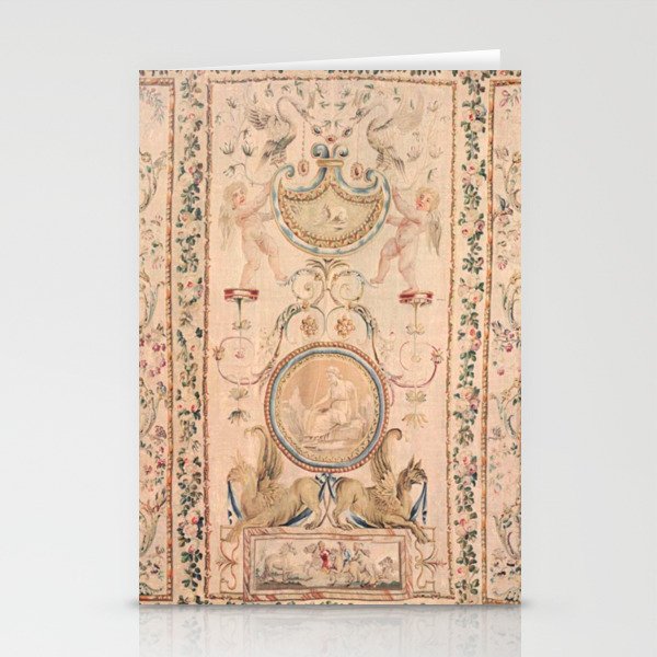 Antique 18th Century French Beauvais Grotesque Tapestry Stationery Card Gallery Image 2