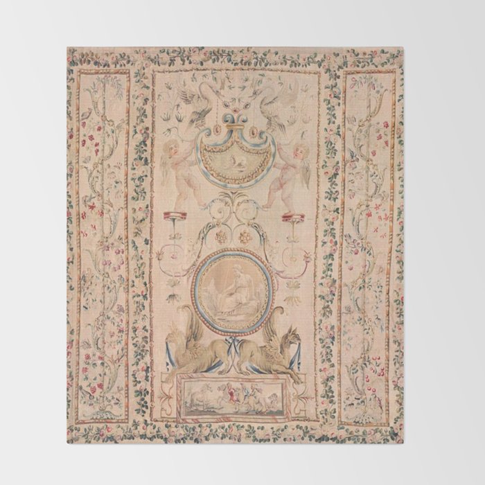 Antique 18th Century French Beauvais Grotesque Tapestry Throw Blanket Gallery Image 2