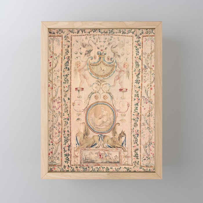 Antique 18th Century French Beauvais Grotesque Tapestry Mini Art Print Gallery Image 1