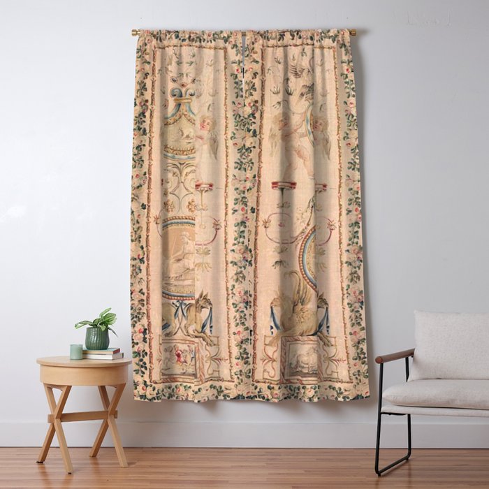 Antique 18th Century French Beauvais Grotesque Tapestry Window Curtain Gallery Image 5