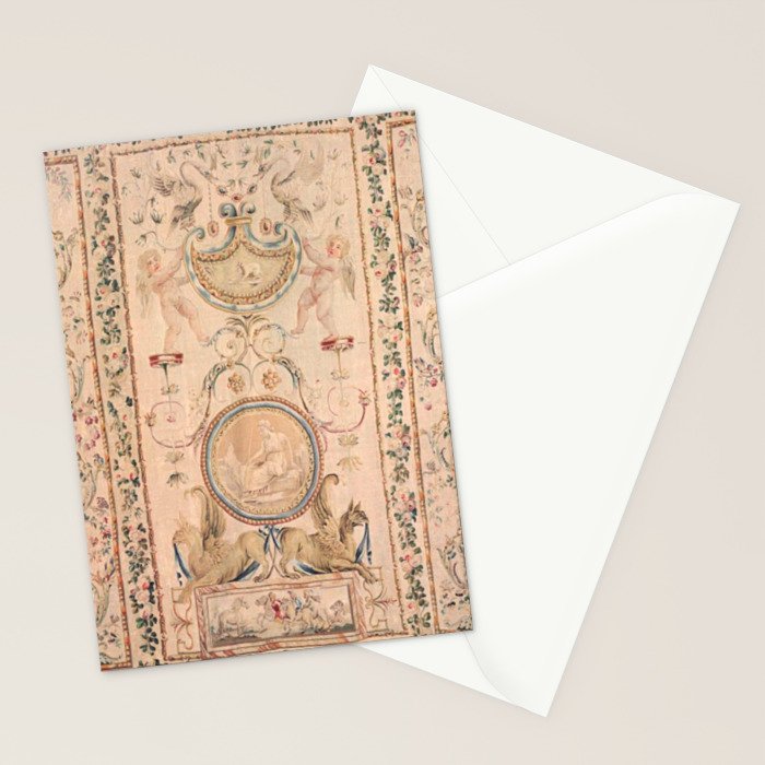 Antique 18th Century French Beauvais Grotesque Tapestry Stationery Card Gallery Image 2