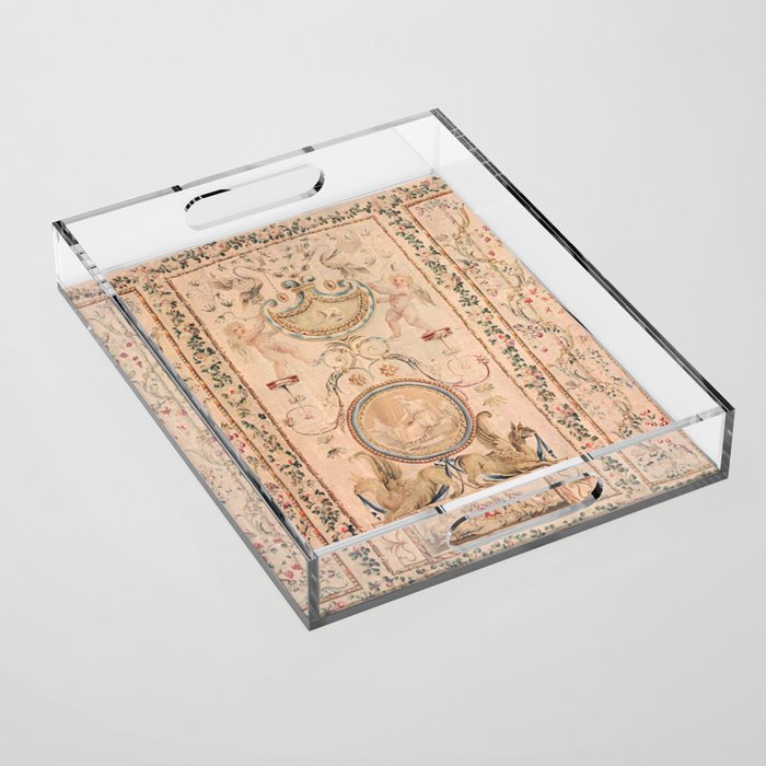 Antique 18th Century French Beauvais Grotesque Tapestry Acrylic Tray Gallery Image 1