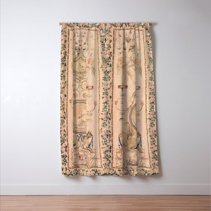 Antique 18th Century French Beauvais Grotesque Tapestry Window Curtain Gallery Image 3