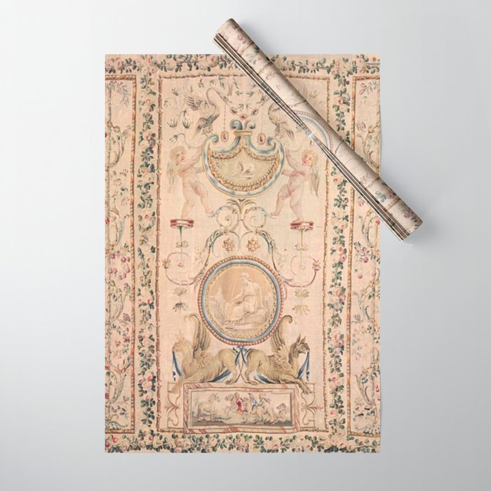 Antique 18th Century French Beauvais Grotesque Tapestry Wrapping Paper Gallery Image 1