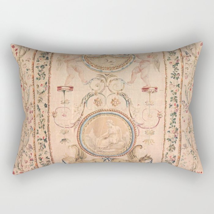 Antique 18th Century French Beauvais Grotesque Tapestry Rectangular Pillow Gallery Image 1