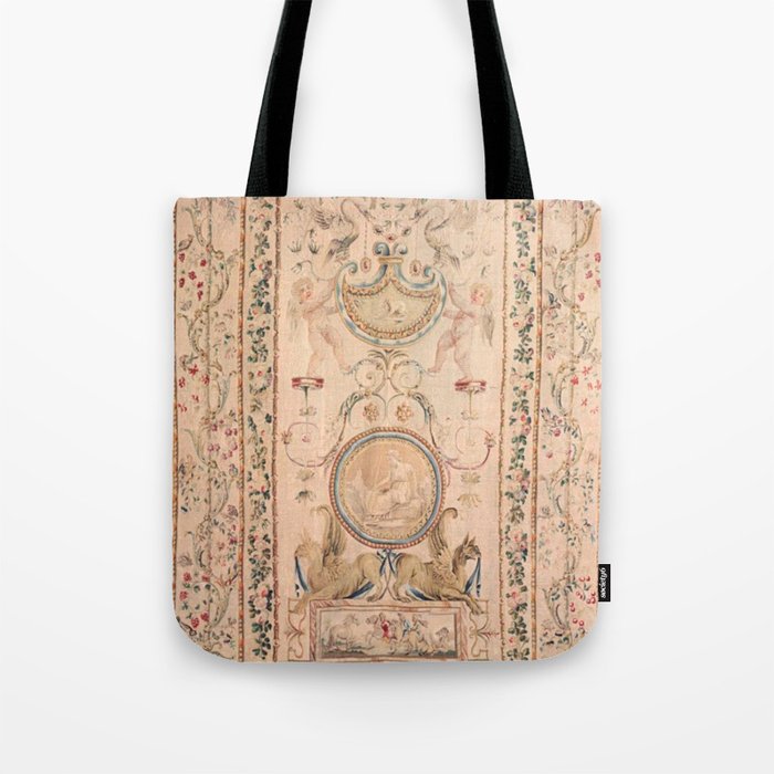 Antique 18th Century French Beauvais Grotesque Tapestry Tote Bag Gallery Image 1