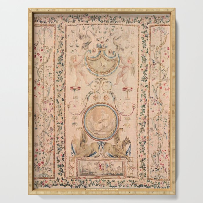 Antique 18th Century French Beauvais Grotesque Tapestry Serving Tray Gallery Image 1