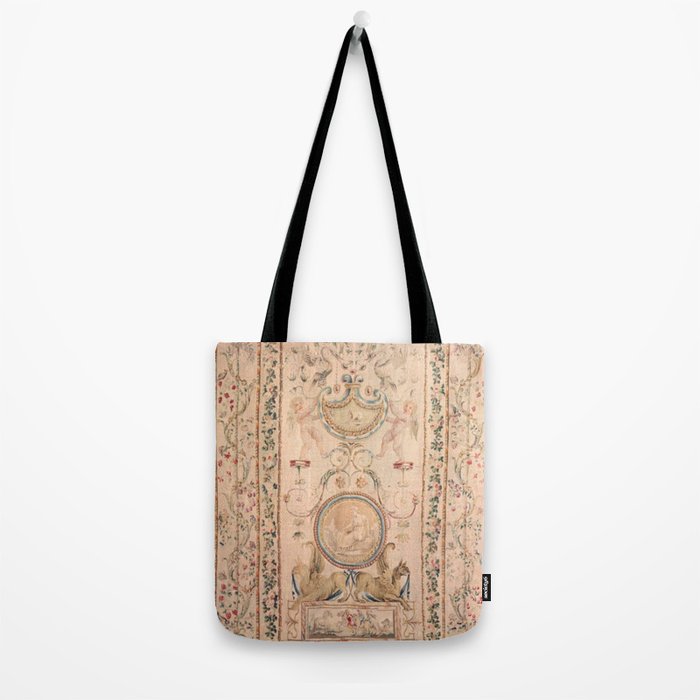 Antique 18th Century French Beauvais Grotesque Tapestry Tote Bag Gallery Image 2