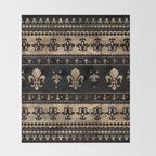 Luxury black and gold Fleur-de-lis ornament  Throw Blanket Gallery Image 2