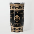 Luxury black and gold Fleur-de-lis ornament  Travel Mug Gallery Image 1
