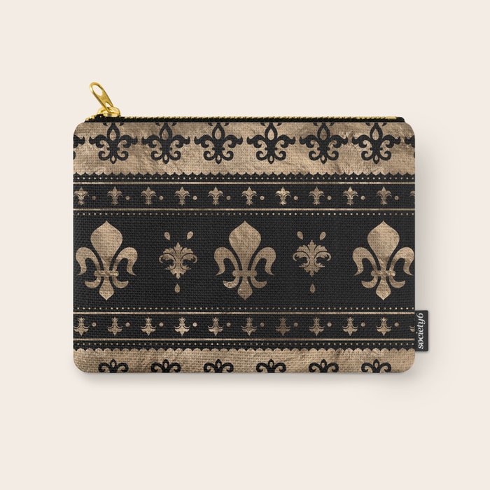 Luxury black and gold Fleur-de-lis ornament  Carry All Pouch Gallery Image 1