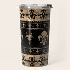 Luxury black and gold Fleur-de-lis ornament  Travel Mug Gallery Image 2