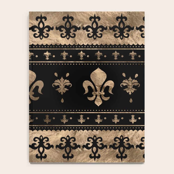 Luxury black and gold Fleur-de-lis ornament  Notebook Gallery Image 4