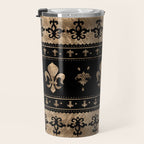 Luxury black and gold Fleur-de-lis ornament  Travel Mug Gallery Image 3