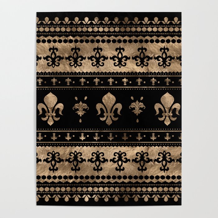 Luxury black and gold Fleur-de-lis ornament  Poster Gallery Image 4
