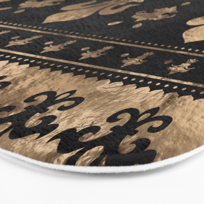 Luxury black and gold Fleur-de-lis ornament  Bath Mat Gallery Image 3