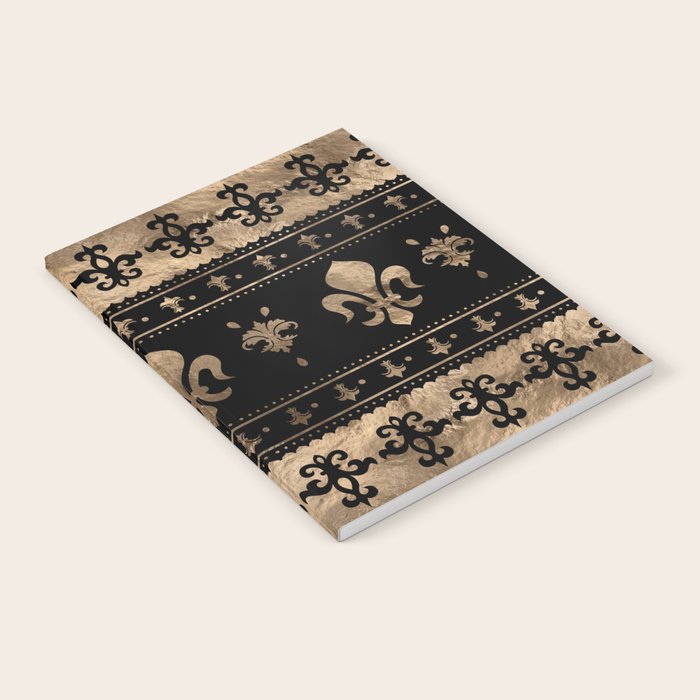 Luxury black and gold Fleur-de-lis ornament  Notebook Gallery Image 2