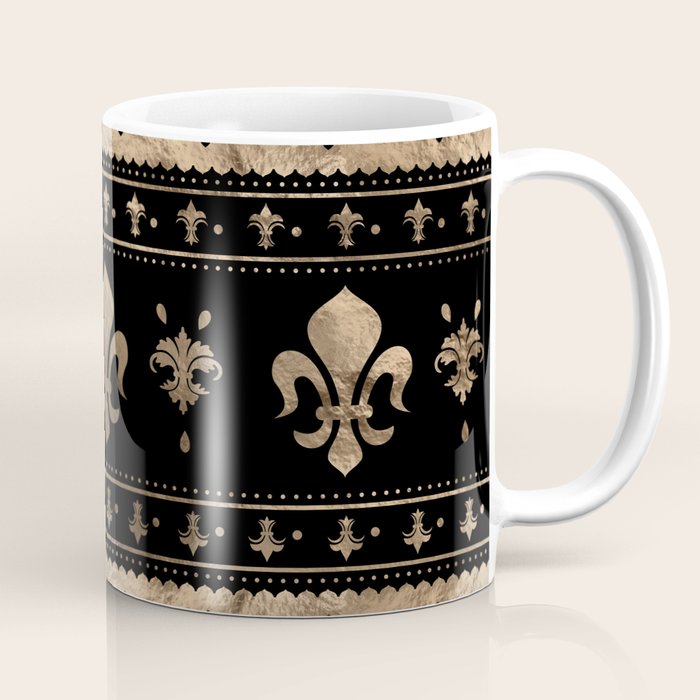 Luxury black and gold Fleur-de-lis ornament  Coffee Mug Gallery Image 1