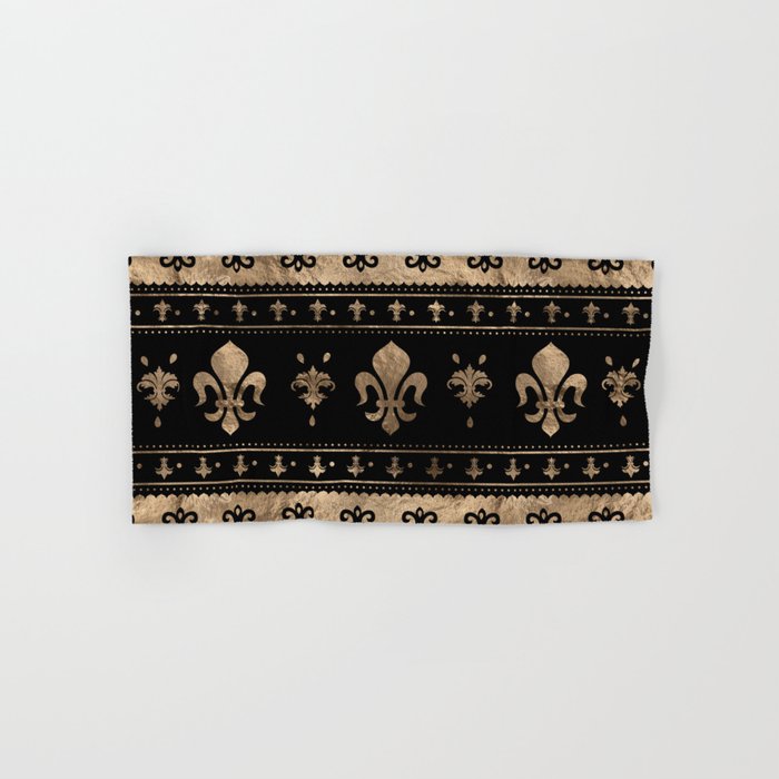 Luxury black and gold Fleur-de-lis ornament  Bath Towel Gallery Image 1