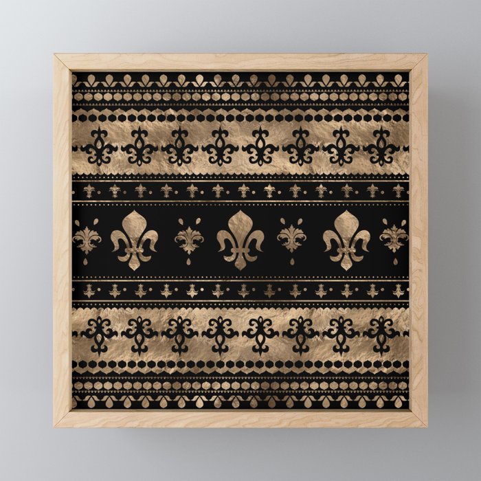 Luxury black and gold Fleur-de-lis ornament  Mini Art Print Gallery Image 1