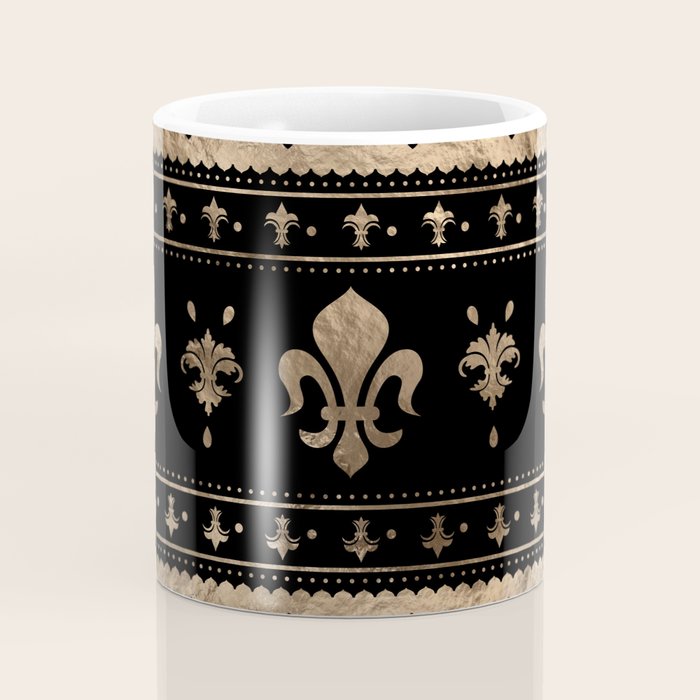Luxury black and gold Fleur-de-lis ornament  Coffee Mug Gallery Image 4