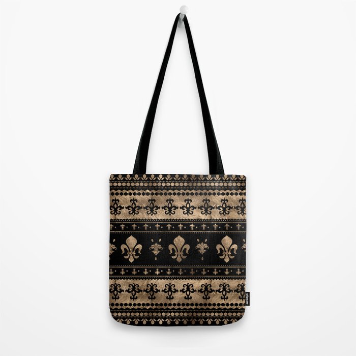 Luxury black and gold Fleur-de-lis ornament  Tote Bag Gallery Image 2