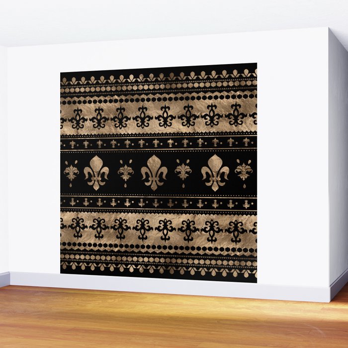 Luxury black and gold Fleur-de-lis ornament  Wall Mural Gallery Image 2