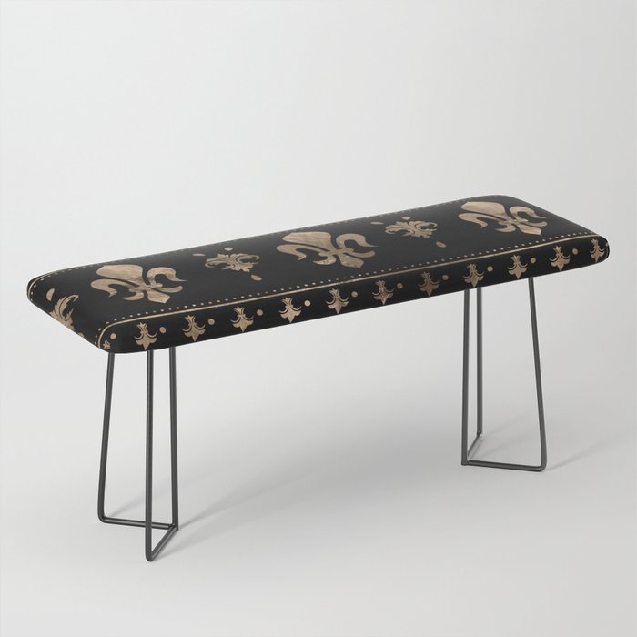 Luxury black and gold Fleur-de-lis ornament  Bench Gallery Image 1