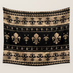 Luxury black and gold Fleur-de-lis ornament  Wall Tapestry Gallery Image 4
