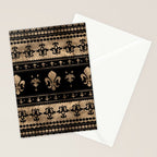 Luxury black and gold Fleur-de-lis ornament  Stationery Card Gallery Image 2
