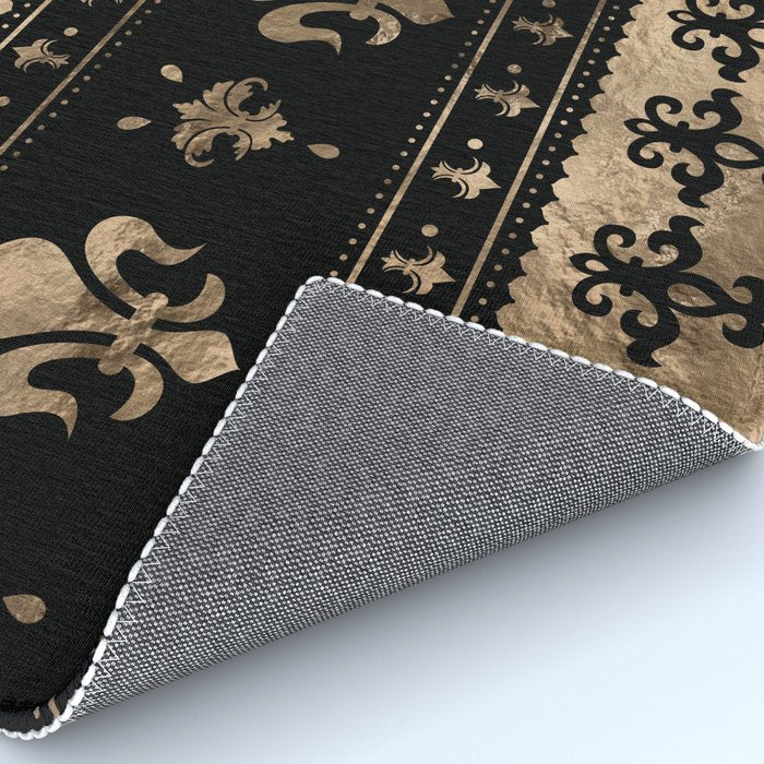 Luxury black and gold Fleur-de-lis ornament  Rug Gallery Image 4