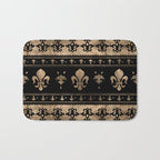 Luxury black and gold Fleur-de-lis ornament  Bath Mat Gallery Image 1