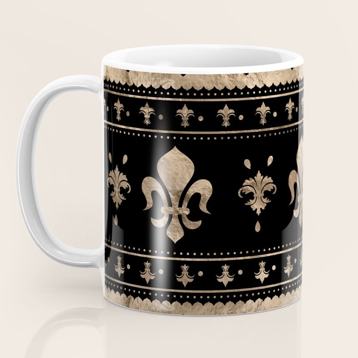 Luxury black and gold Fleur-de-lis ornament  Coffee Mug Gallery Image 3