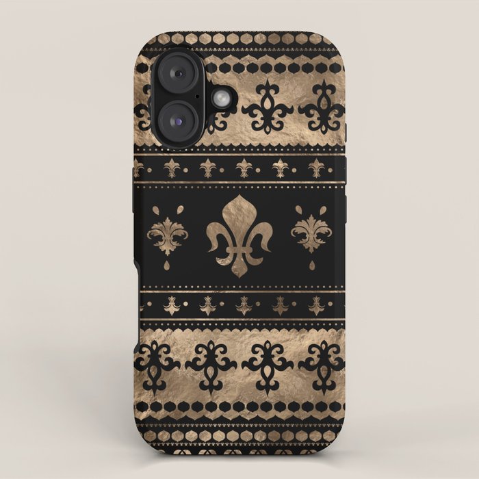 Luxury black and gold Fleur-de-lis ornament  iPhone Case Gallery Image 1