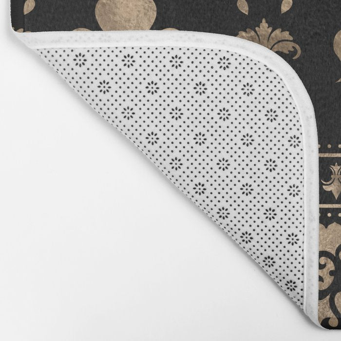 Luxury black and gold Fleur-de-lis ornament  Bath Mat Gallery Image 2