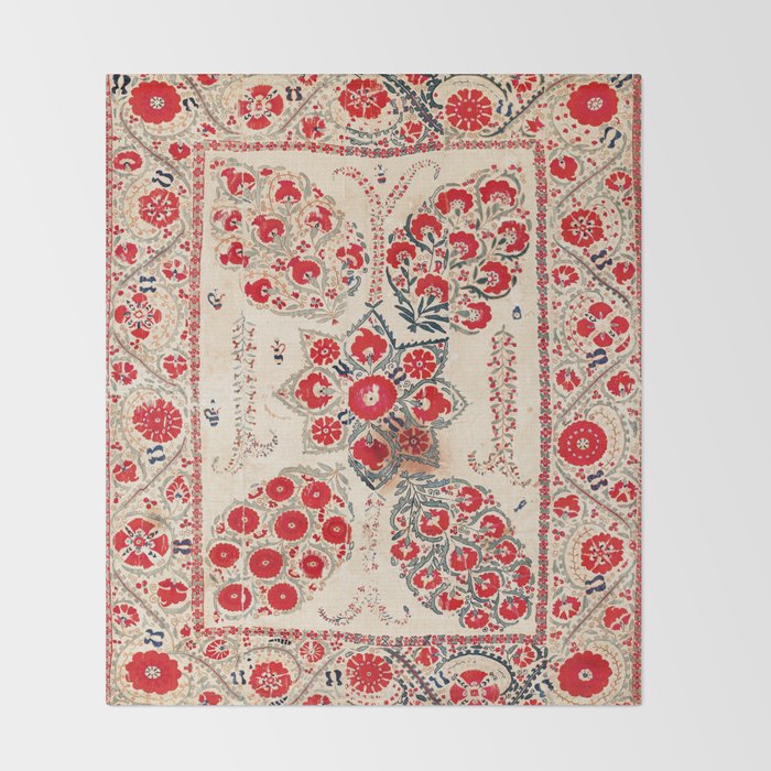 Bokhara Suzani Southwest Uzbekistan Embroidery Throw Blanket Gallery Image 2
