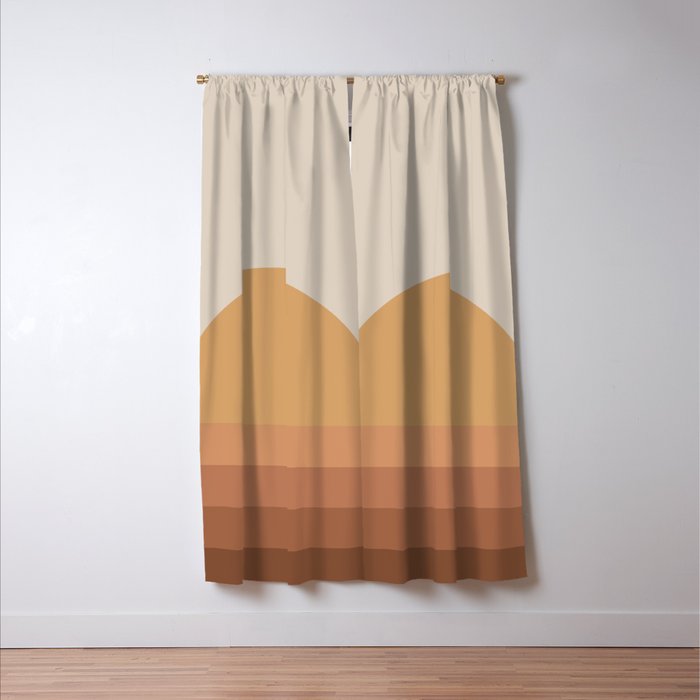 Minimal Retro Sunset Sunrise - Neutral Desert Orange Window Curtain Gallery Image 3