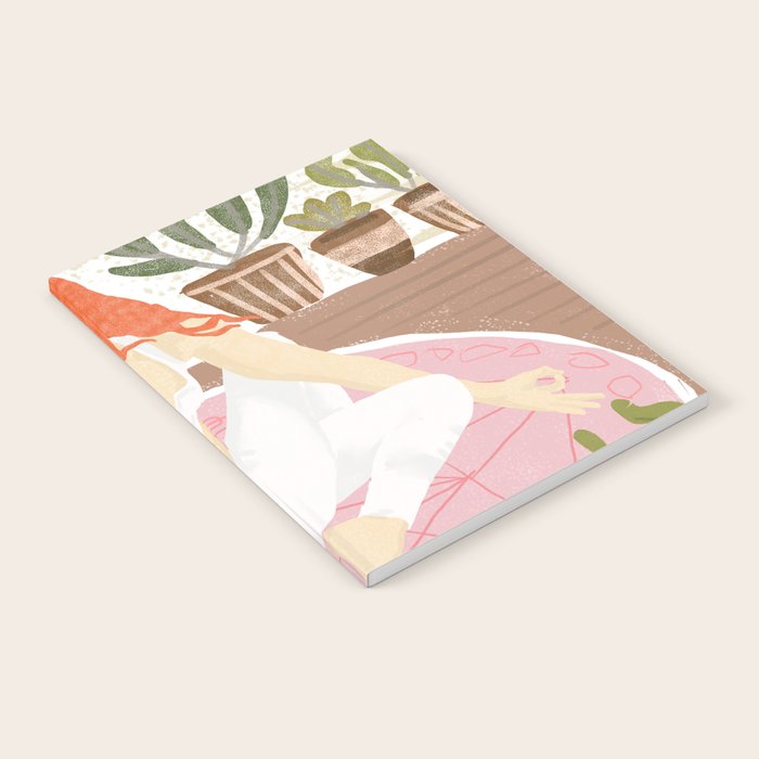 Yoga + Pizza, Red Head Woman Work Out Stay At Home, Ginger Plant Lady Home Decor Food Illustration Notebook Gallery Image 2