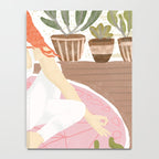 Yoga + Pizza, Red Head Woman Work Out Stay At Home, Ginger Plant Lady Home Decor Food Illustration Notebook Gallery Image 4