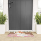 Yoga + Pizza, Red Head Woman Work Out Stay At Home, Ginger Plant Lady Home Decor Food Illustration Welcome Mat Gallery Image 3