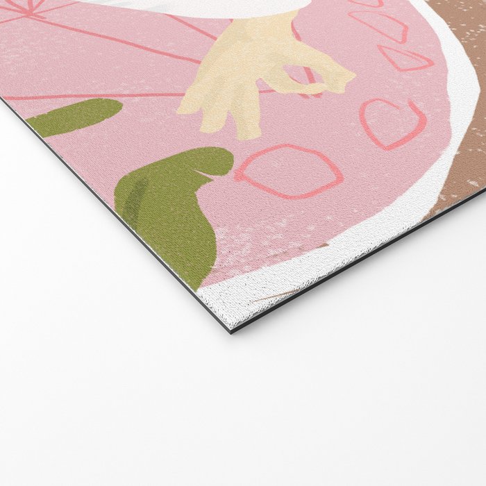 Yoga + Pizza, Red Head Woman Work Out Stay At Home, Ginger Plant Lady Home Decor Food Illustration Welcome Mat Gallery Image 2