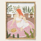 Yoga + Pizza, Red Head Woman Work Out Stay At Home, Ginger Plant Lady Home Decor Food Illustration Serving Tray Gallery Image 1