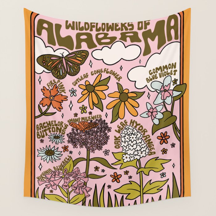 Alabama Wildflowers Wall Tapestry Gallery Image 4